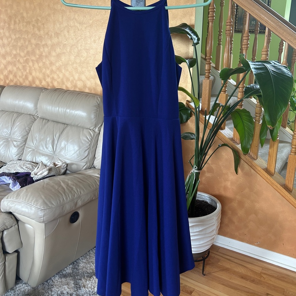 Elegant Blue Sleeveless Dress